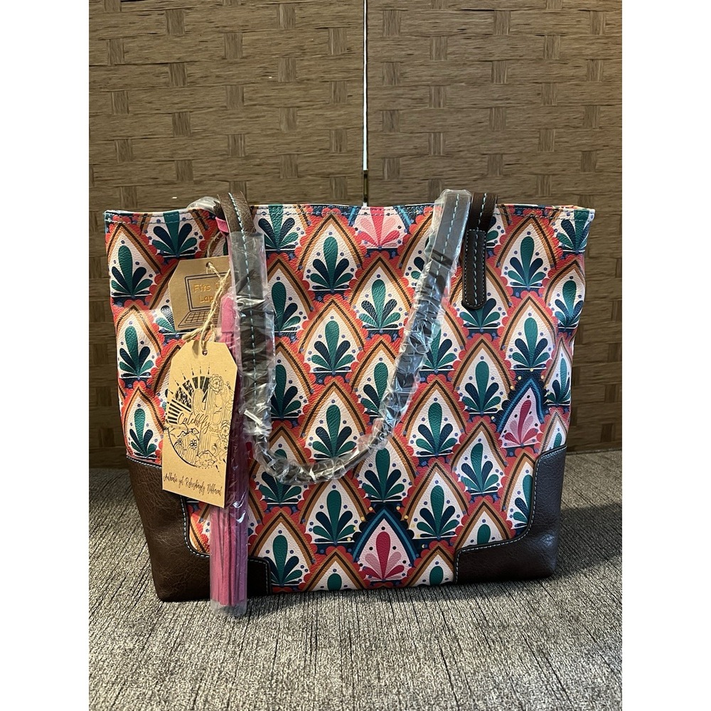 Catchfly‎ Studio Leather Tote Computer Bag Boot Barn Multicolor NEW w/ Tags